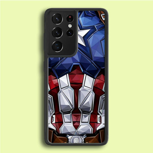 Captain America Suit Armor Samsung Galaxy S21 Ultra Case-Rubber / White (2D Case)-Xtracase