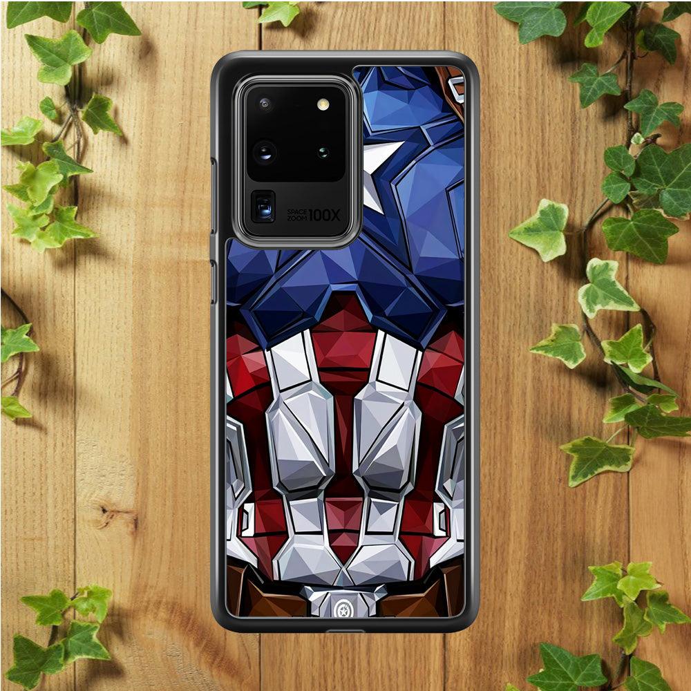 Captain America Suit Armor Samsung Galaxy S20 Ultra Case-Rubber / Black (2D Case)-Xtracase