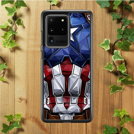 Captain America Suit Armor Samsung Galaxy S20 Ultra Case-Rubber / Black (2D Case)-Xtracase