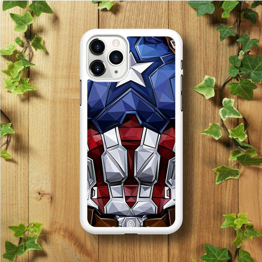 Captain America Suit Armor iPhone 11 Pro Case-Rubber / White (2D Case)-Xtracase