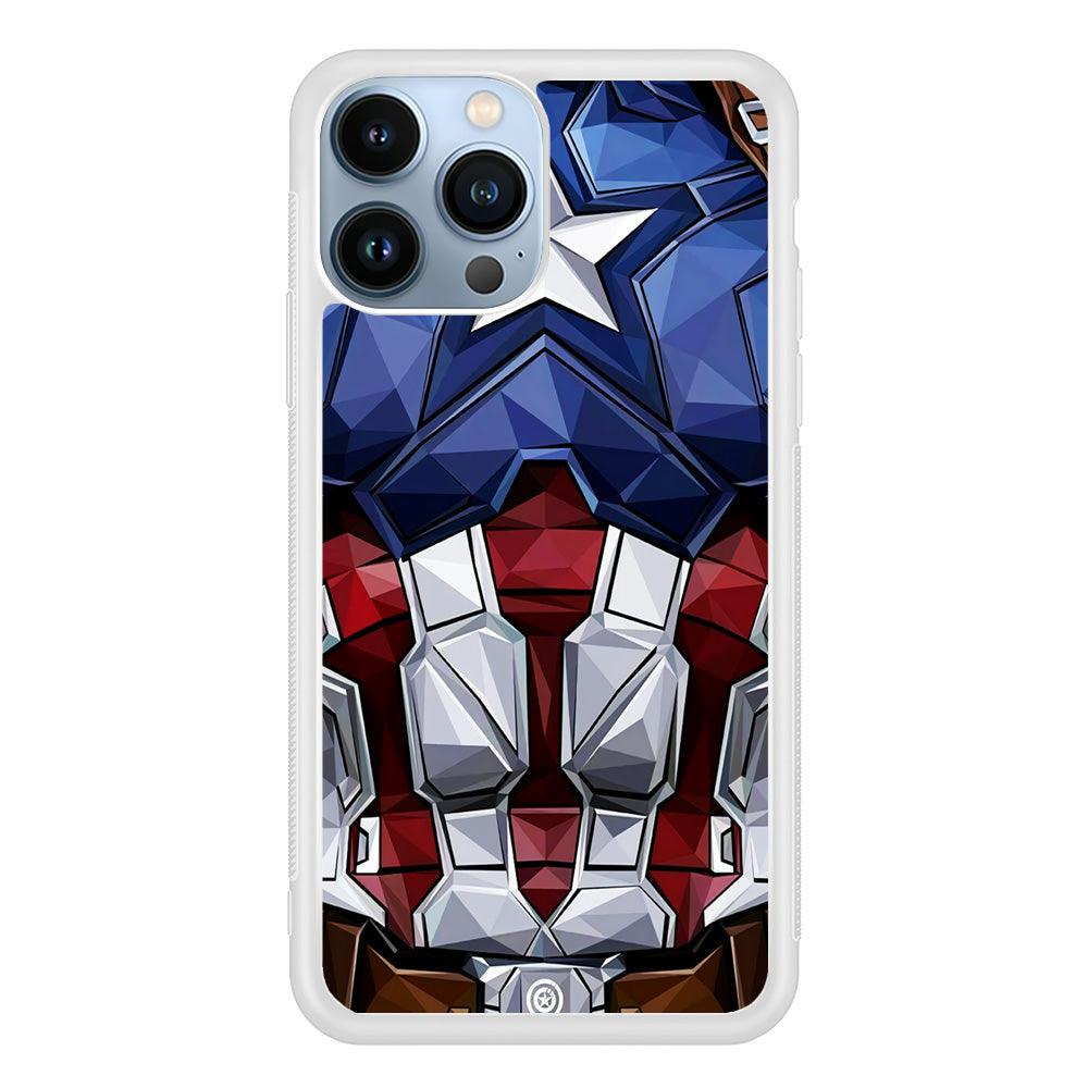 Captain America Suit Armor iPhone 13 Pro Case-Rubber / White (2D Case)-Xtracase