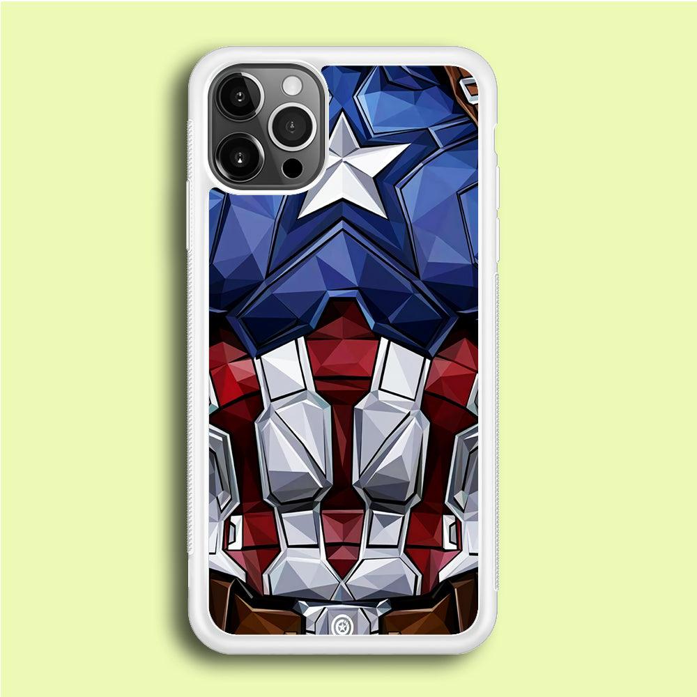 Captain America Suit Armor iPhone 12 Pro Case-Rubber / White (2D Case)-Xtracase