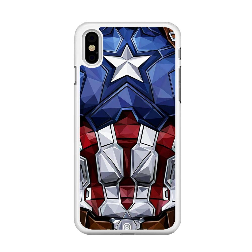 Captain America Suit Armor iPhone X Case-Rubber / White (2D Case)-Xtracase