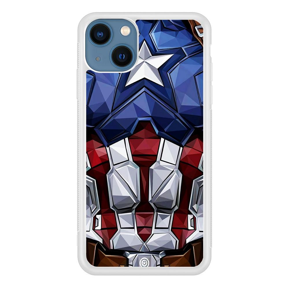 Captain America Suit Armor iPhone 13 Mini Case-Rubber / White (2D Case)-Xtracase