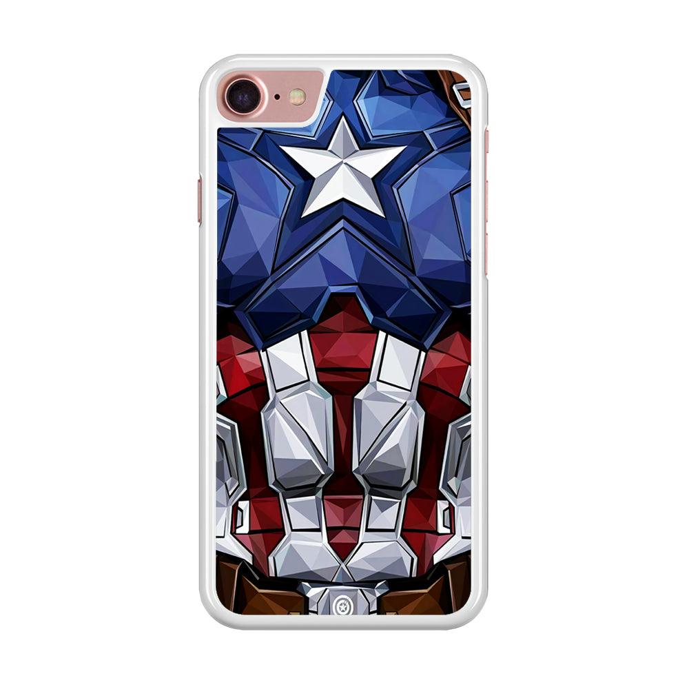 Captain America Suit Armor iPhone SE 2020 Case-Rubber / White (2D Case)-Xtracase