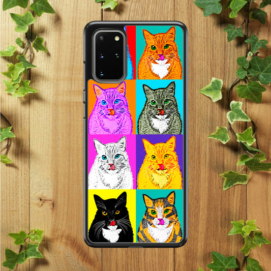 Cat Colorful Art Collage Samsung Galaxy S20 Plus Case