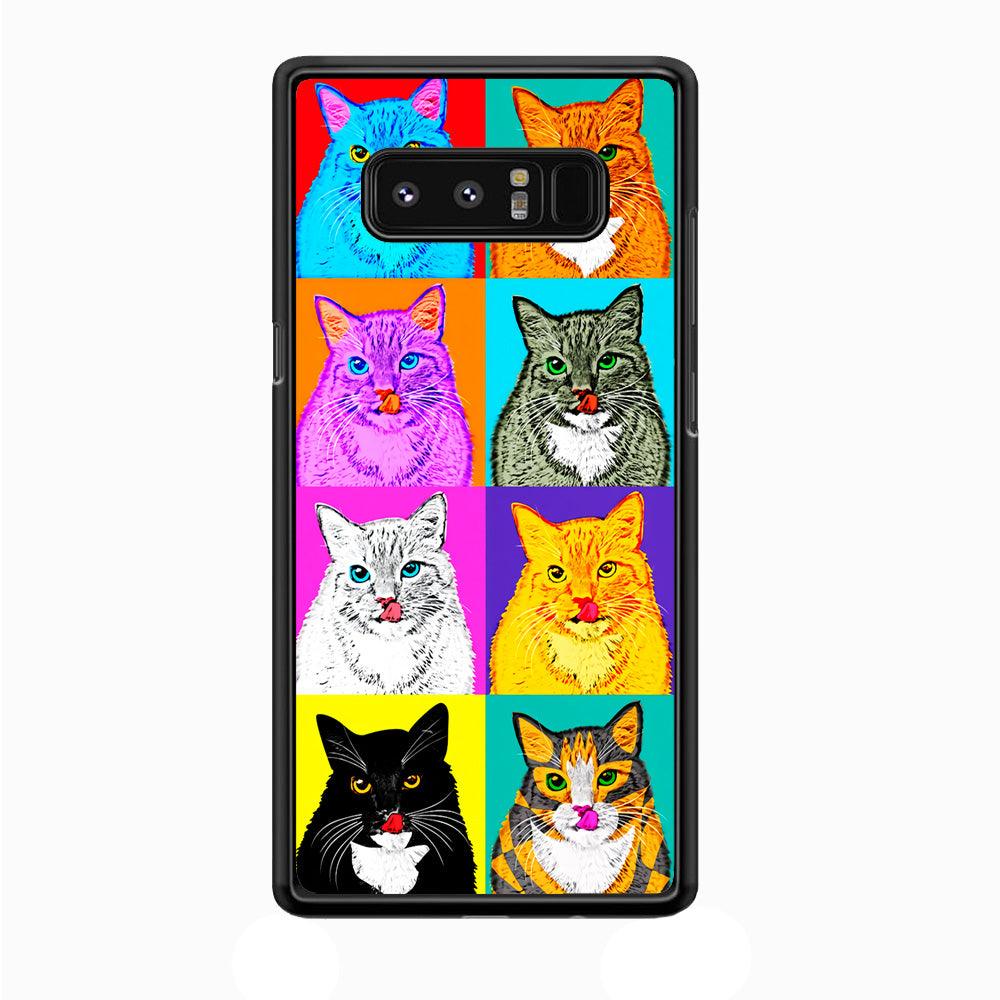 Cat Colorful Art Collage Samsung Galaxy Note 8 Case-Rubber / Black (2D Case)-Xtracase