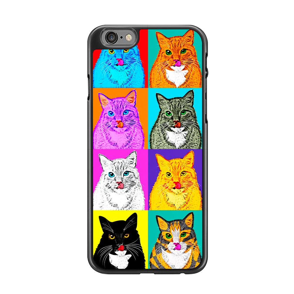 Cat Colorful Art Collage iPhone 6 | 6s Case-Rubber / Black (2D Case)-Xtracase