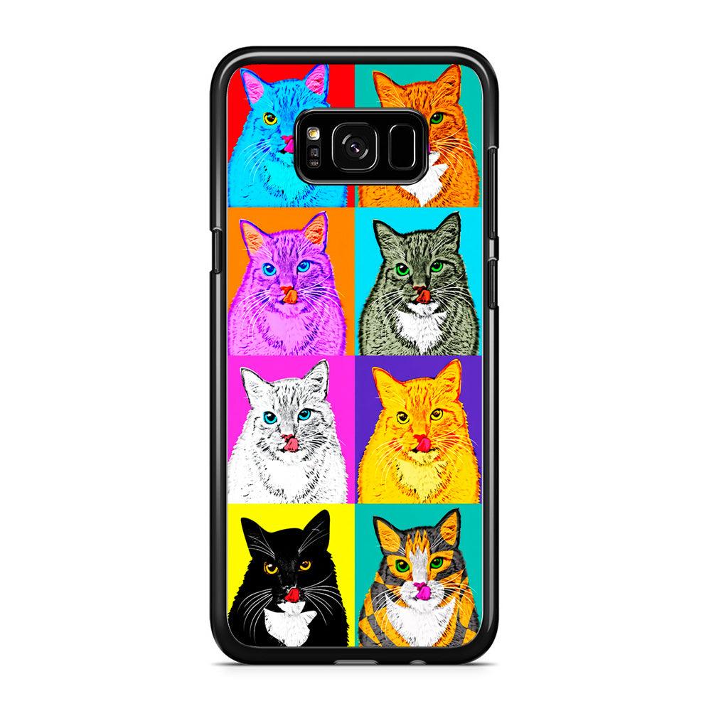 Cat Colorful Art Collage Samsung Galaxy S8 Case-Rubber / Black (2D Case)-Xtracase