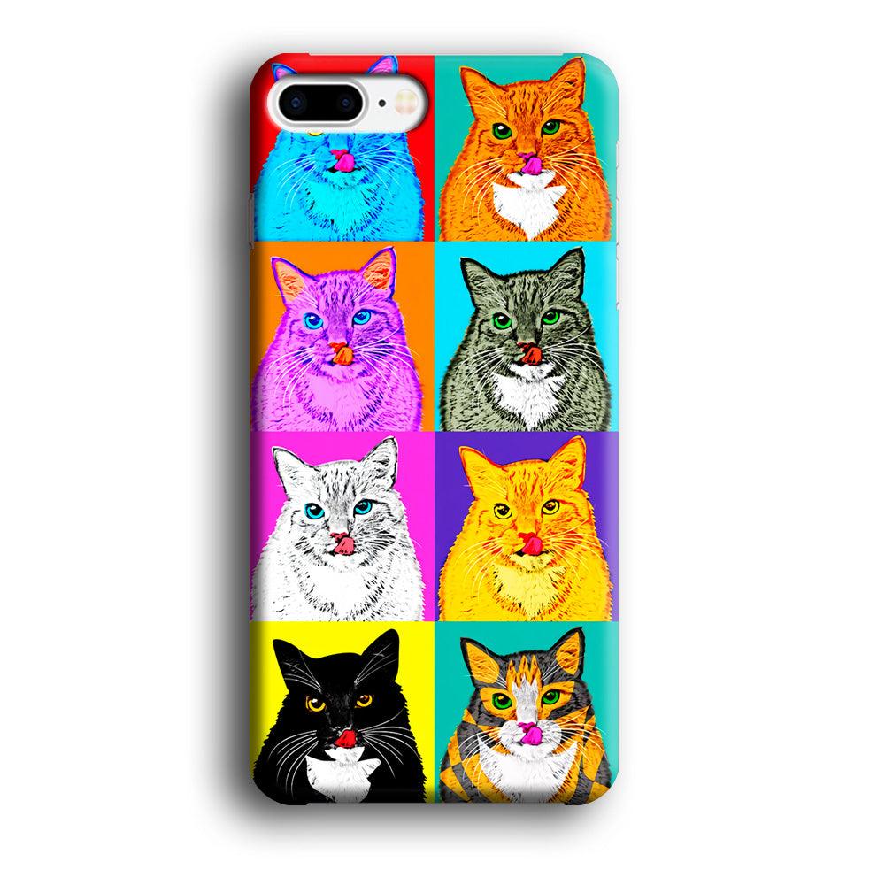 Cat Colorful Art Collage iPhone 7 Plus Case-Plastic / Full Wrap (3D Case)-Xtracase