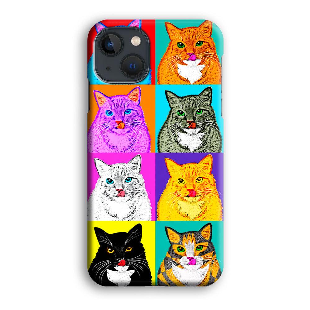 Cat Colorful Art Collage iPhone 13 Case-Plastic / Full Wrap (3D Case)-Xtracase