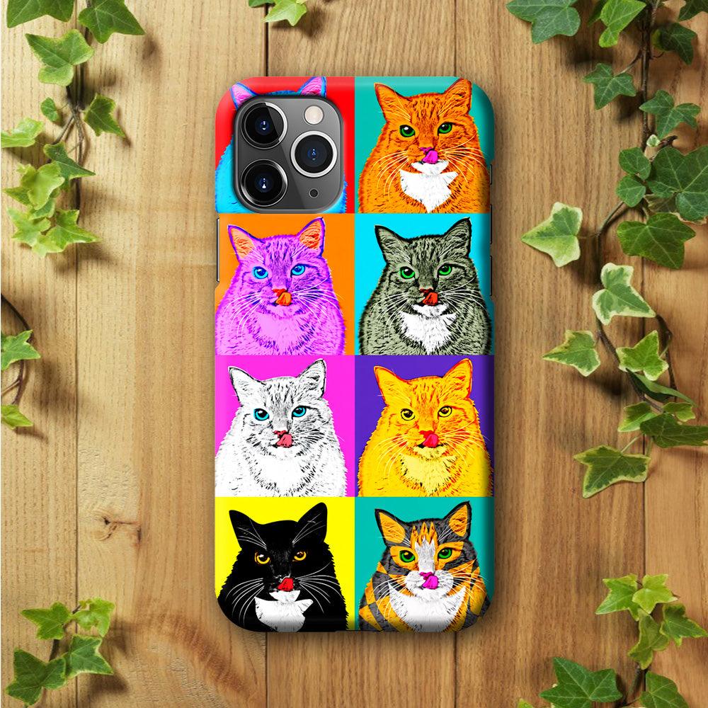 Cat Colorful Art Collage iPhone 11 Pro Max Case-Plastic / Full Wrap (3D Case)-Xtracase