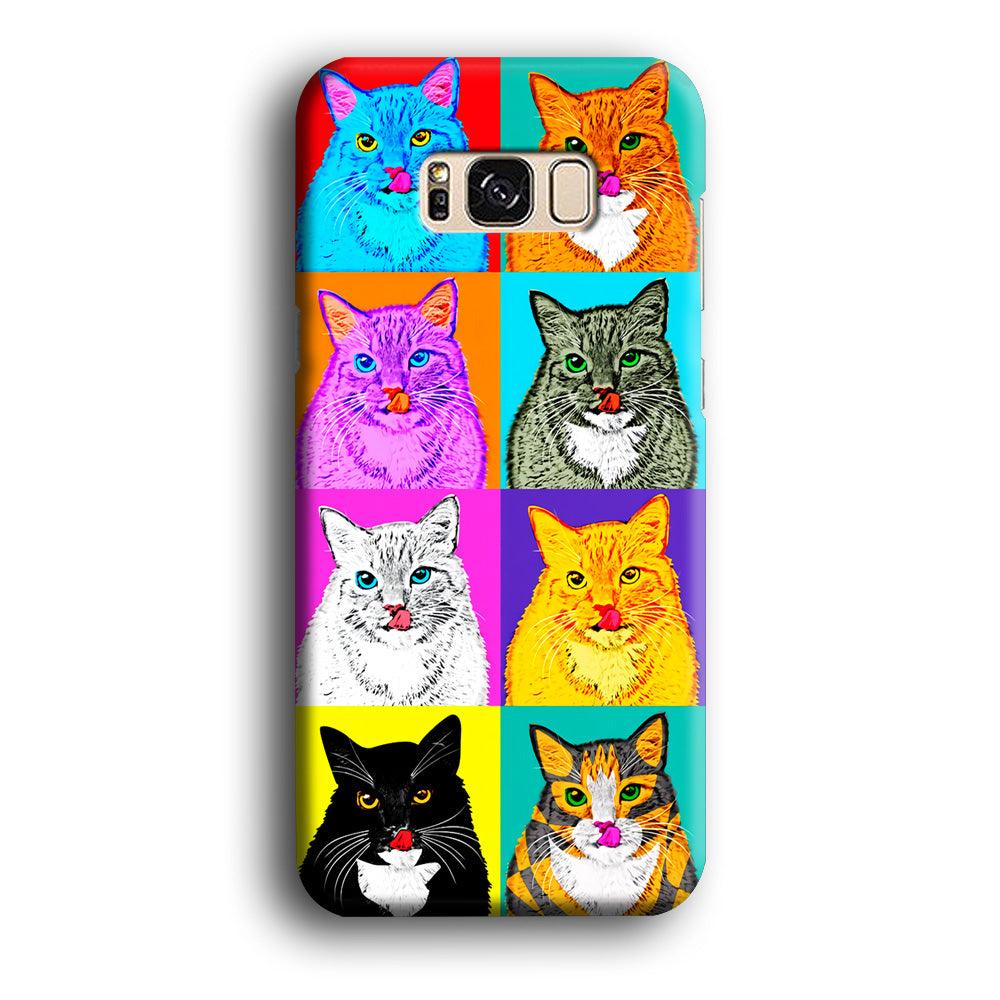 Cat Colorful Art Collage Samsung Galaxy S8 Case-Plastic / Full Wrap (3D Case)-Xtracase