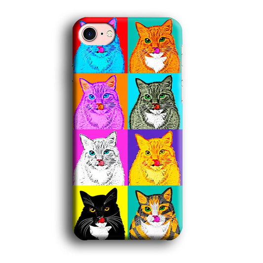 Cat Colorful Art Collage iPhone 8 Case-Plastic / Full Wrap (3D Case)-Xtracase
