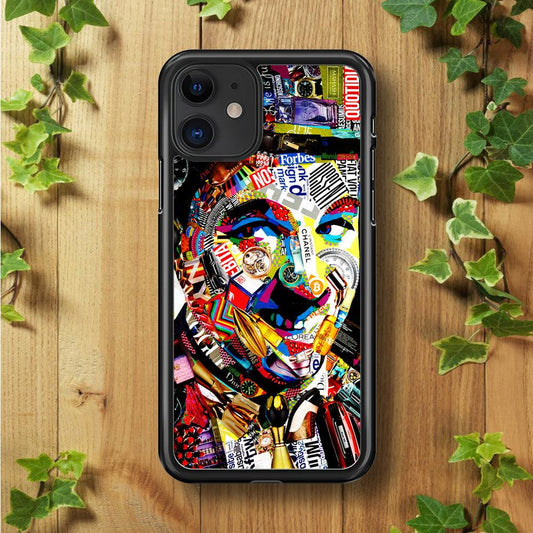 Charlie Chaplin Abstract Art iPhone 11 Case-Rubber / Black (2D Case)-Xtracase