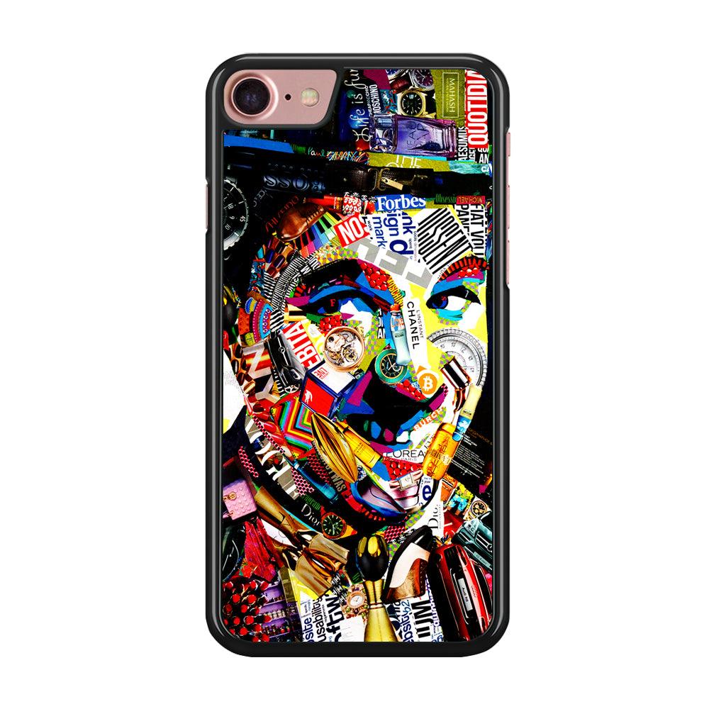 Charlie Chaplin Abstract Art iPhone SE 2020 Case-Rubber / Black (2D Case)-Xtracase