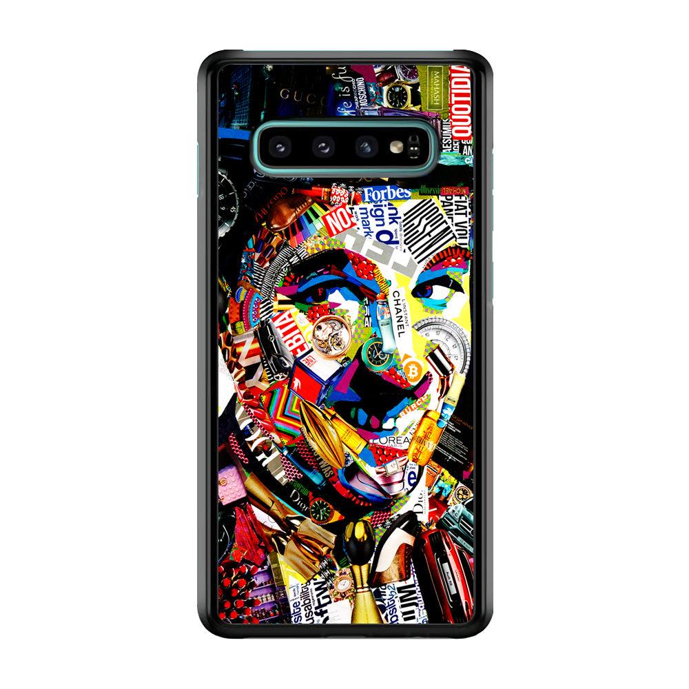 Charlie Chaplin Abstract Art Samsung Galaxy S10 Case-Rubber / Black (2D Case)-Xtracase