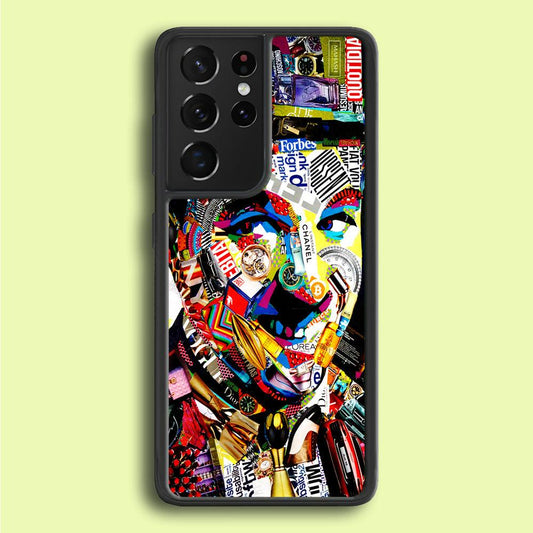 Charlie Chaplin Abstract Art Samsung Galaxy S21 Ultra Case-Plastic / Full Wrap (3D Case)-Xtracase