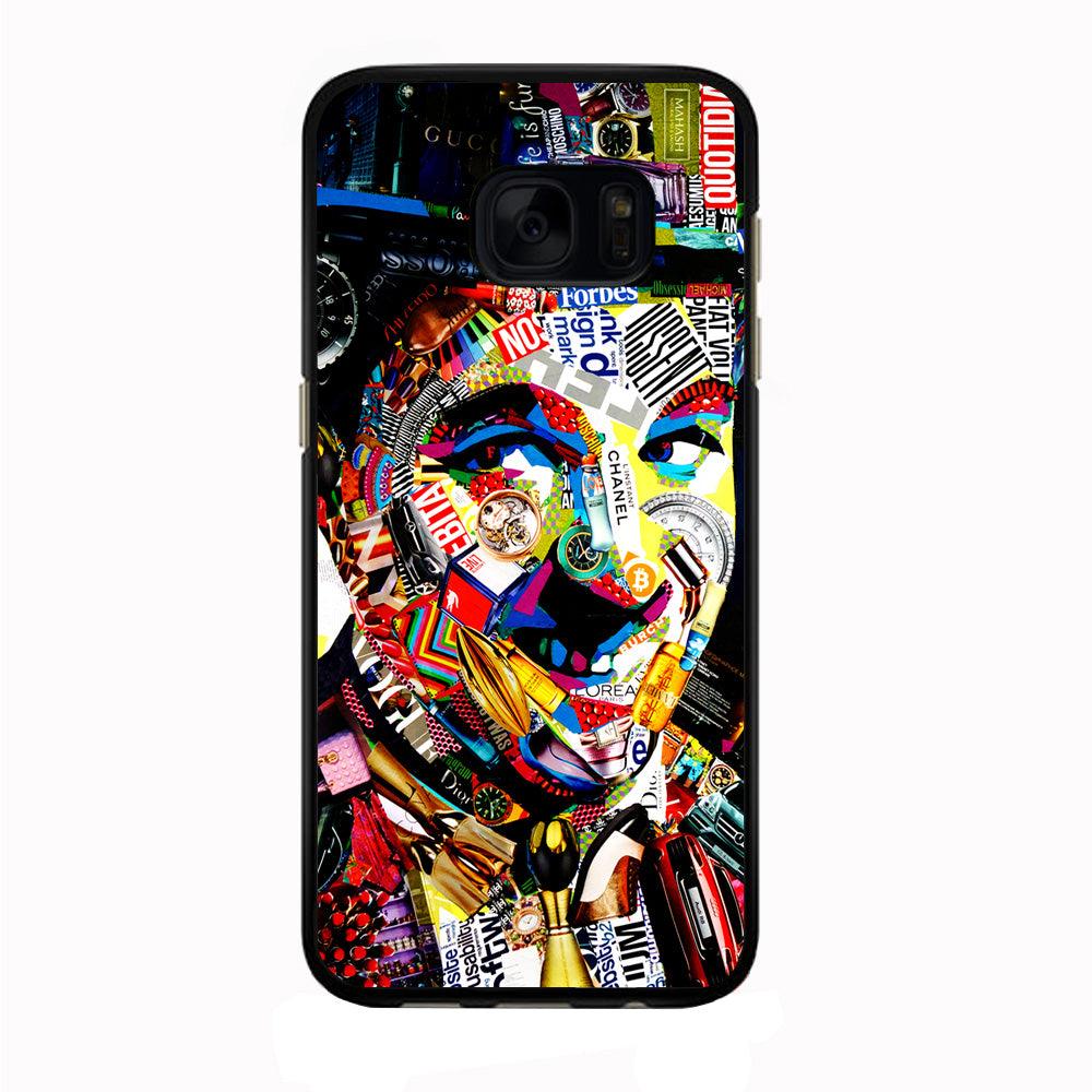 Charlie Chaplin Abstract Art Samsung Galaxy S7 Edge Case-Rubber / Black (2D Case)-Xtracase