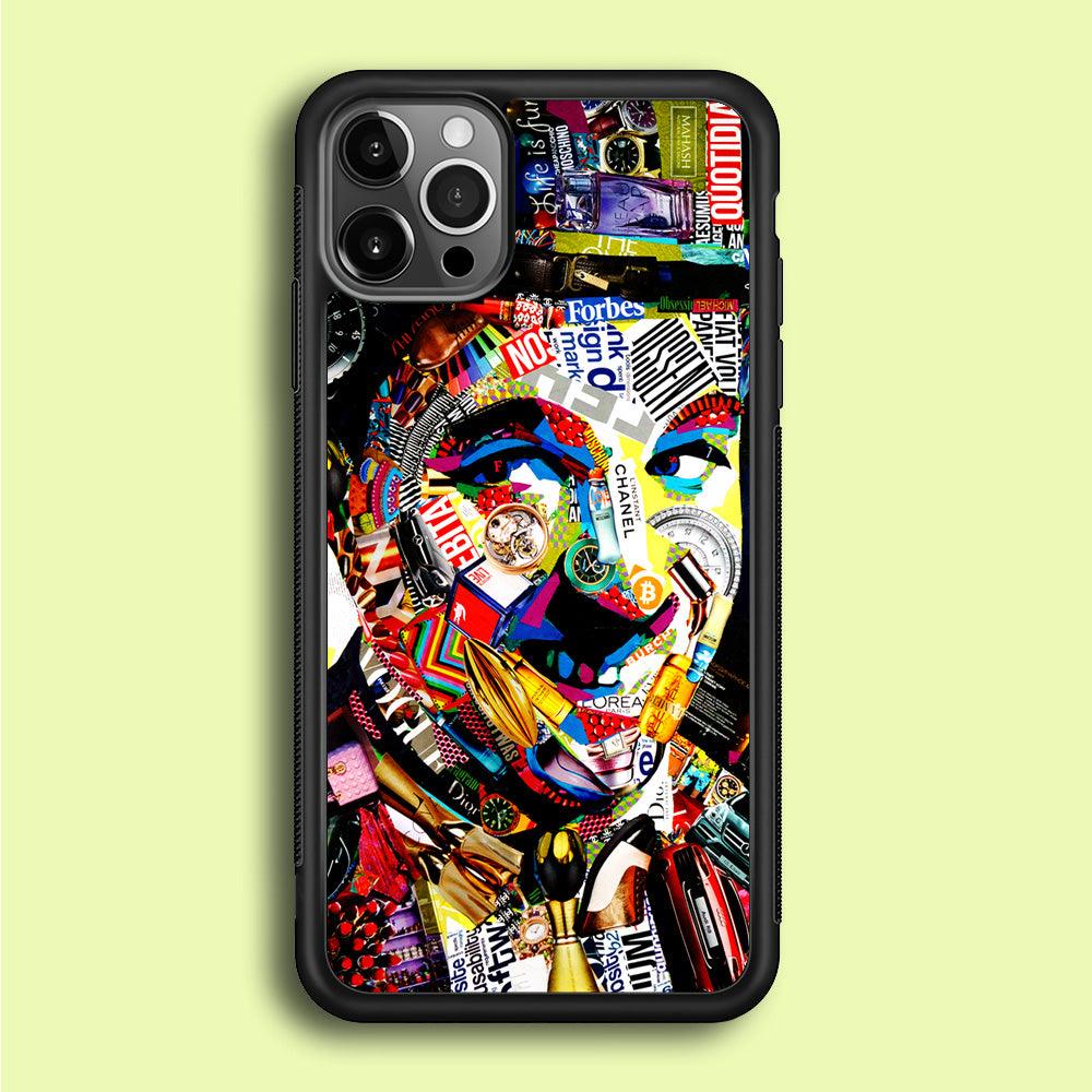 Charlie Chaplin Abstract Art iPhone 12 Pro Max Case-Rubber / Black (2D Case)-Xtracase