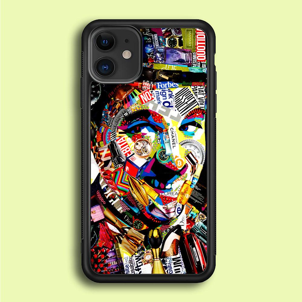 Charlie Chaplin Abstract Art iPhone 12 Case-Rubber / Black (2D Case)-Xtracase