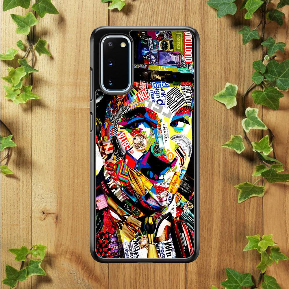 Charlie Chaplin Abstract Art Samsung Galaxy S20 Case-Rubber / Black (2D Case)-Xtracase