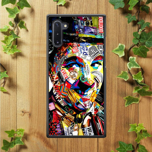 Charlie Chaplin Abstract Art Samsung Galaxy Note 10 Case-Rubber / White (2D Case)-Xtracase