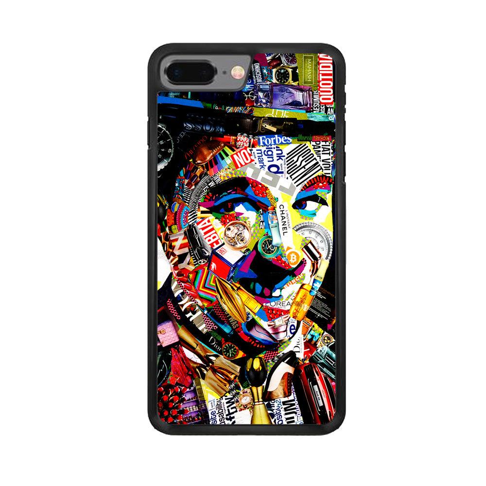 Charlie Chaplin Abstract Art iPhone 7 Plus Case-Rubber / Black (2D Case)-Xtracase