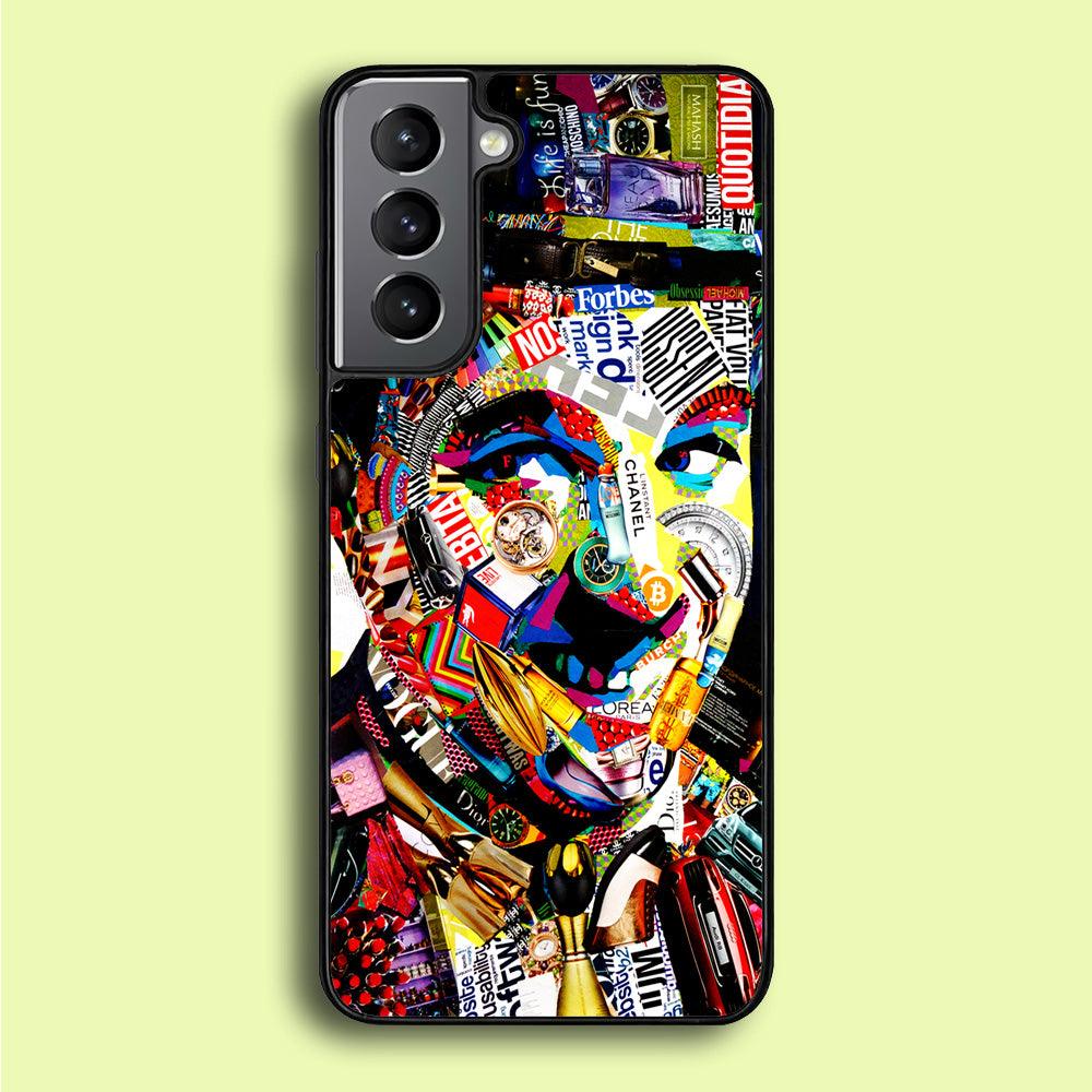 Charlie Chaplin Abstract Art Samsung Galaxy S21 Plus Case-Rubber / Black (2D Case)-Xtracase