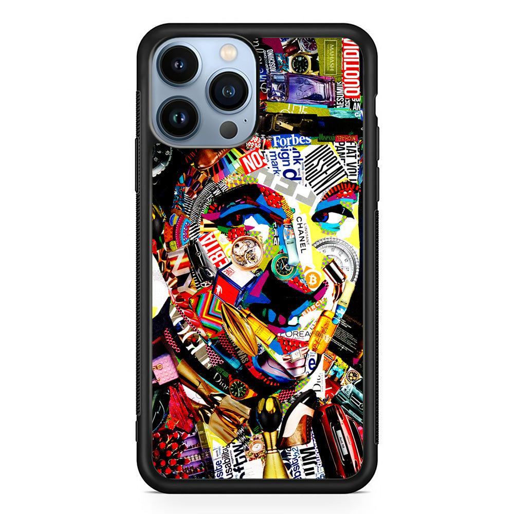 Charlie Chaplin Abstract Art iPhone 13 Pro Max Case-Rubber / Black (2D Case)-Xtracase