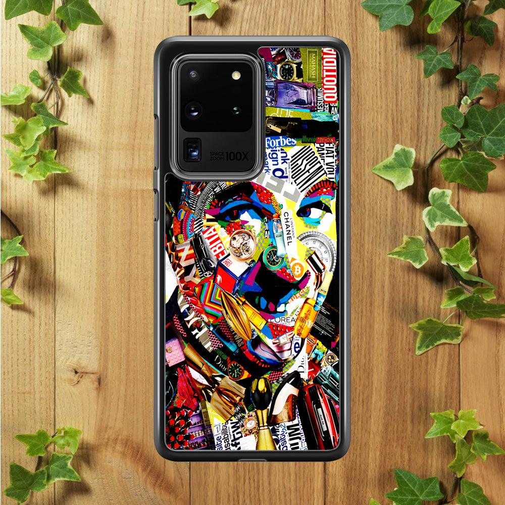 Charlie Chaplin Abstract Art Samsung Galaxy S20 Ultra Case-Plastic / Full Wrap (3D Case)-Xtracase