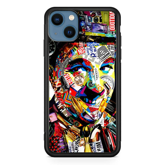 Charlie Chaplin Abstract Art iPhone 13 Mini Case-Rubber / Black (2D Case)-Xtracase