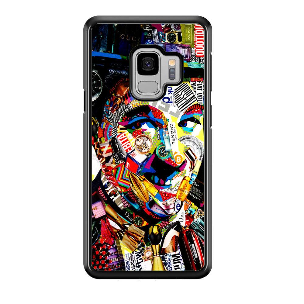 Charlie Chaplin Abstract Art Samsung Galaxy S9 Case-Rubber / Black (2D Case)-Xtracase