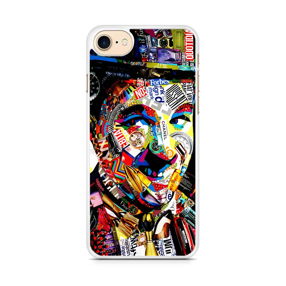 Charlie Chaplin Abstract Art iPhone 7 Case-Rubber / White (2D Case)-Xtracase