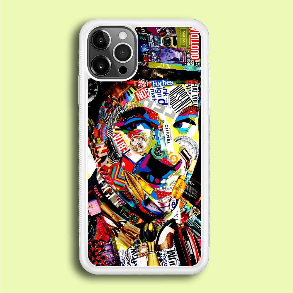Charlie Chaplin Abstract Art iPhone 12 Pro Max Case-Rubber / White (2D Case)-Xtracase