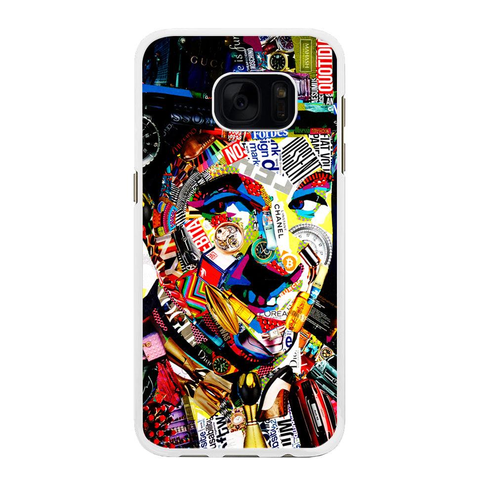 Charlie Chaplin Abstract Art Samsung Galaxy S7 Edge Case-Rubber / White (2D Case)-Xtracase