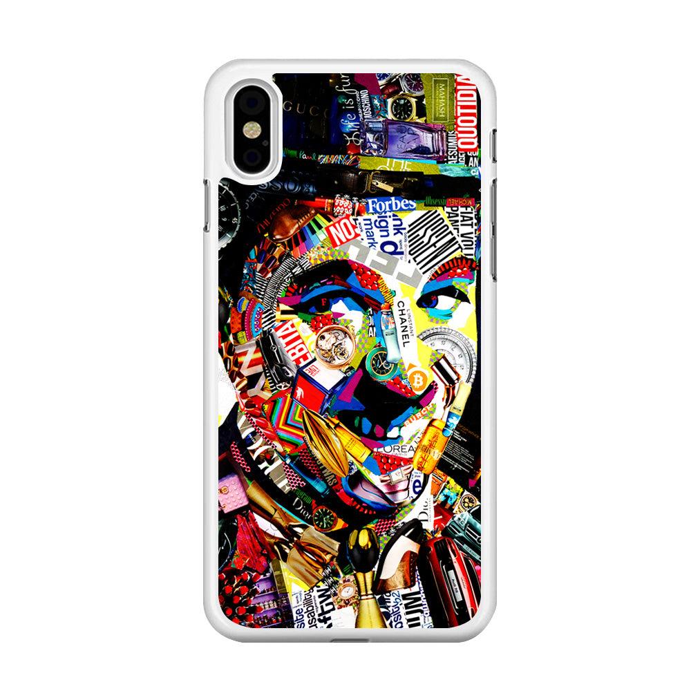 Charlie Chaplin Abstract Art iPhone Xs Case-Rubber / White (2D Case)-Xtracase