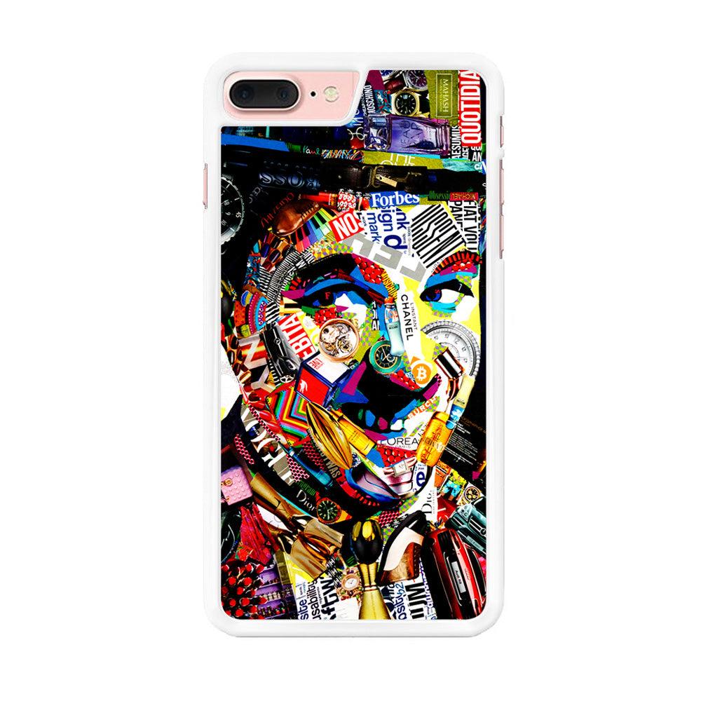 Charlie Chaplin Abstract Art iPhone 7 Plus Case-Rubber / White (2D Case)-Xtracase