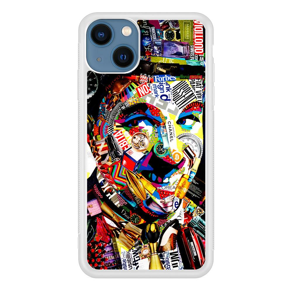 Charlie Chaplin Abstract Art iPhone 13 Case-Rubber / White (2D Case)-Xtracase