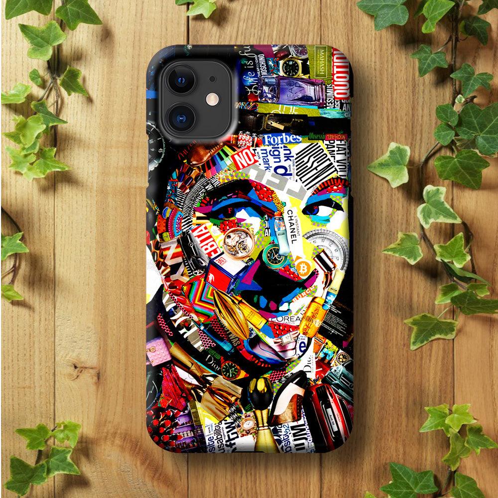 Charlie Chaplin Abstract Art iPhone 11 Case-Plastic / Full Wrap (3D Case)-Xtracase