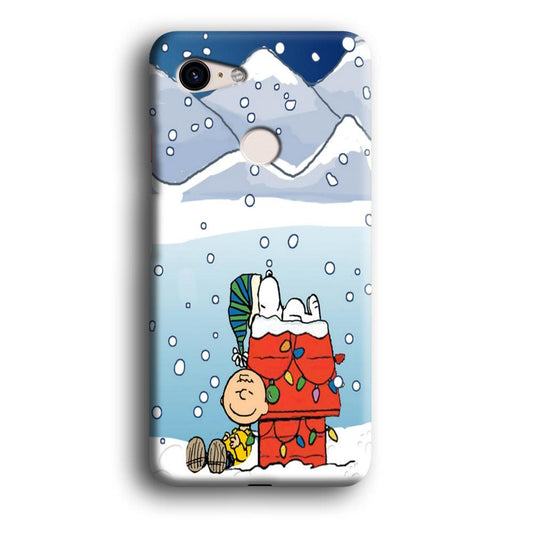 Charlie and Snoopy Sleep on The Snow Google Pixel 3 3D Case-Xtracase