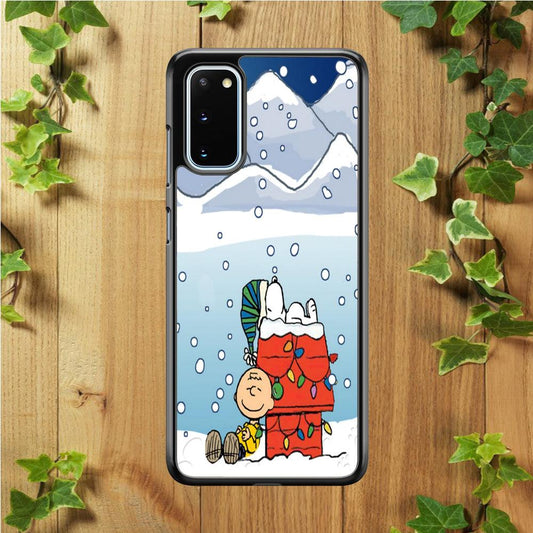 Charlie and Snoopy Sleep on The Snow Samsung Galaxy S20 Case-Plastic / Full Wrap (3D Case)-Xtracase