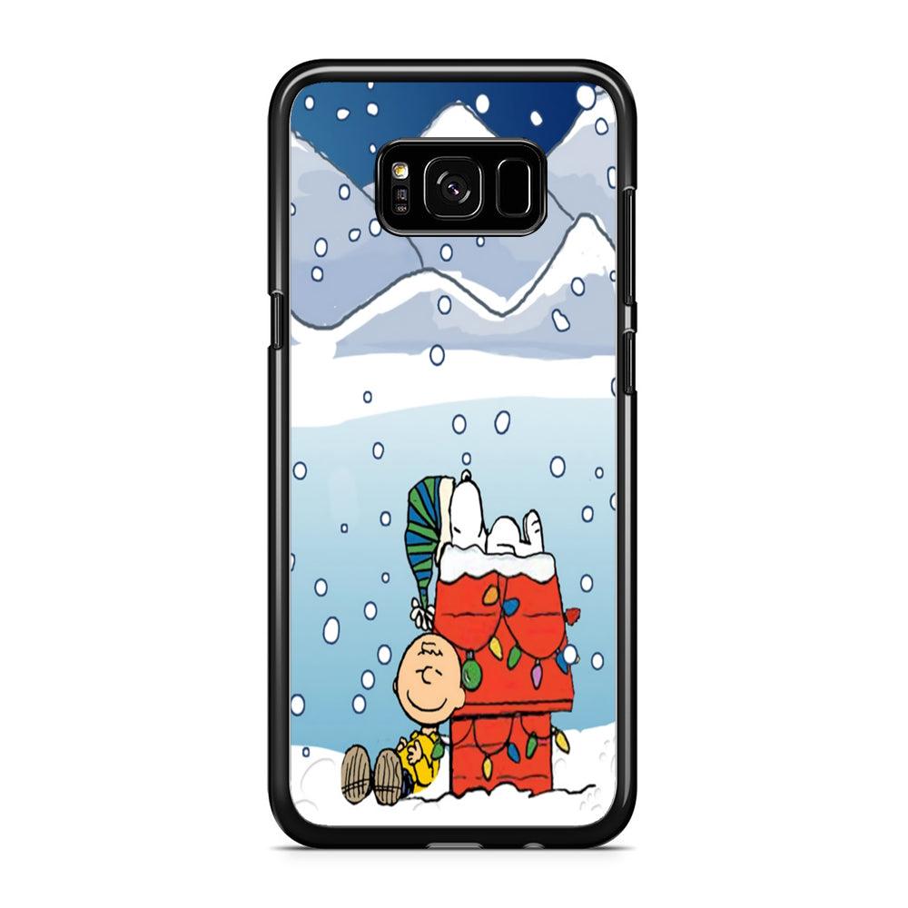 Charlie and Snoopy Sleep on The Snow Samsung Galaxy S8 Case-Rubber / Black (2D Case)-Xtracase