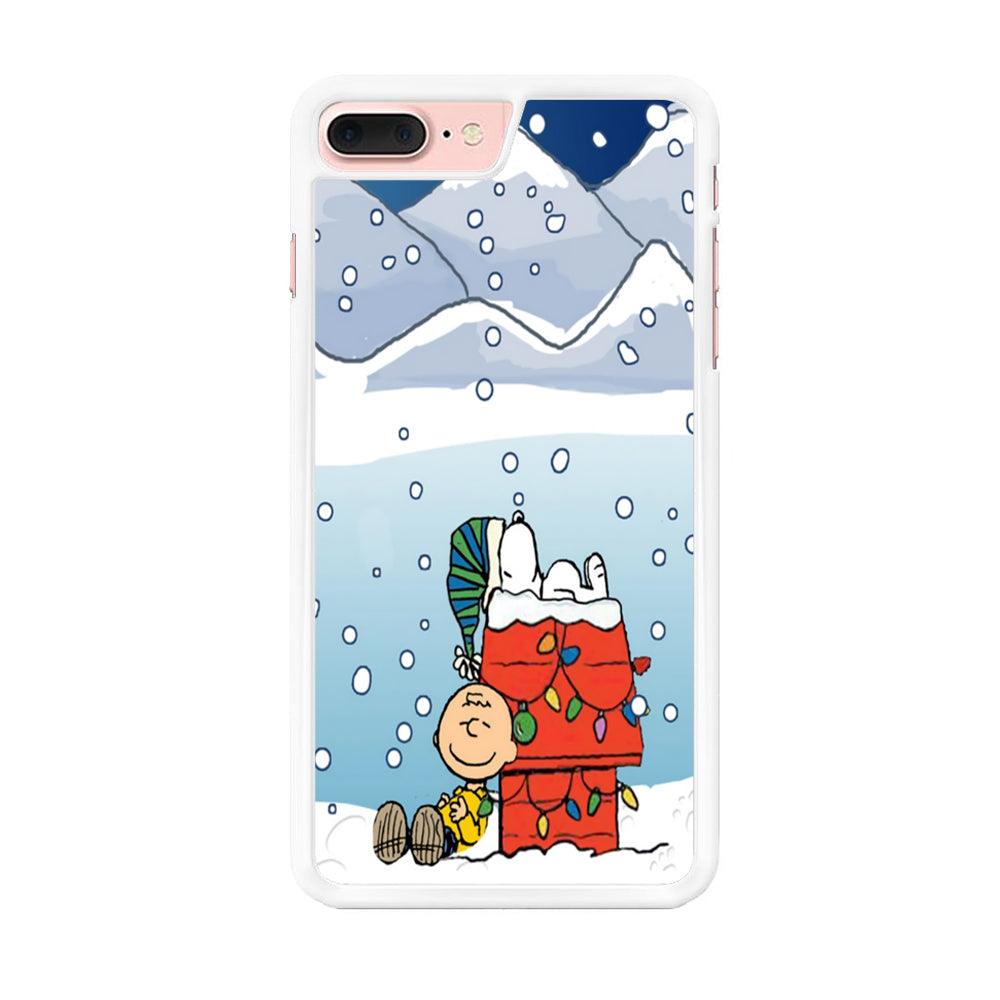 Charlie and Snoopy Sleep on The Snow iPhone 8 Plus Case-Rubber / White (2D Case)-Xtracase