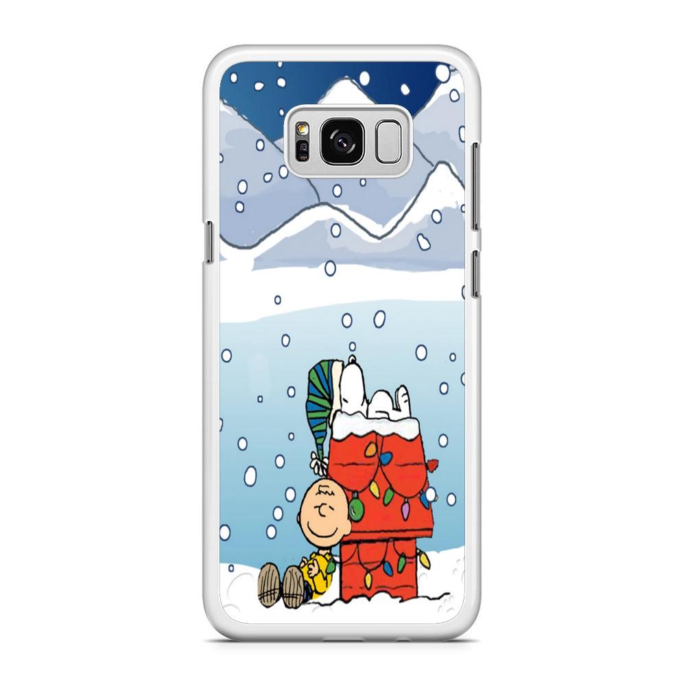 Charlie and Snoopy Sleep on The Snow Samsung Galaxy S8 Case-Rubber / White (2D Case)-Xtracase
