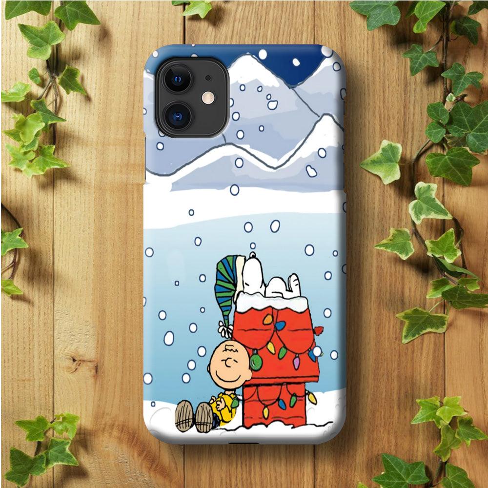 Charlie and Snoopy Sleep on The Snow iPhone 11 Case-Plastic / Full Wrap (3D Case)-Xtracase