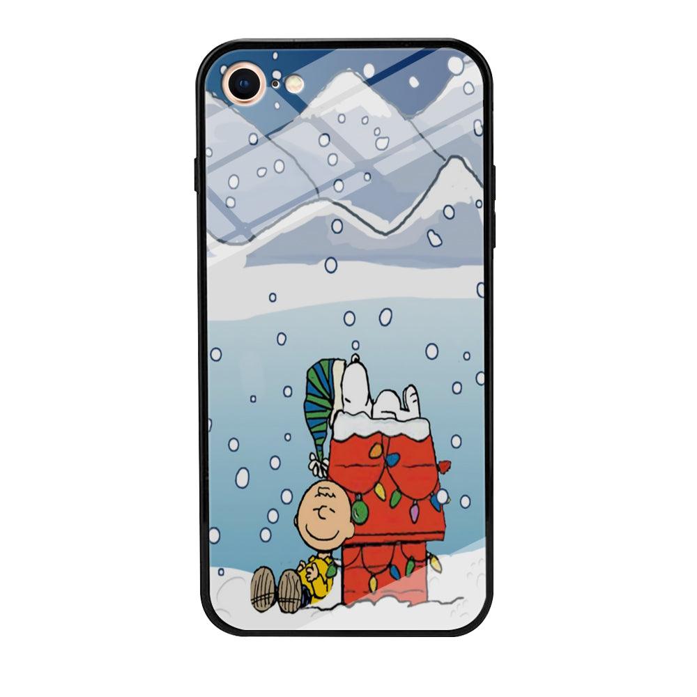 Charlie and Snoopy Sleep on The Snow iPhone 8 Case-Tempered Glass Case-Xtracase