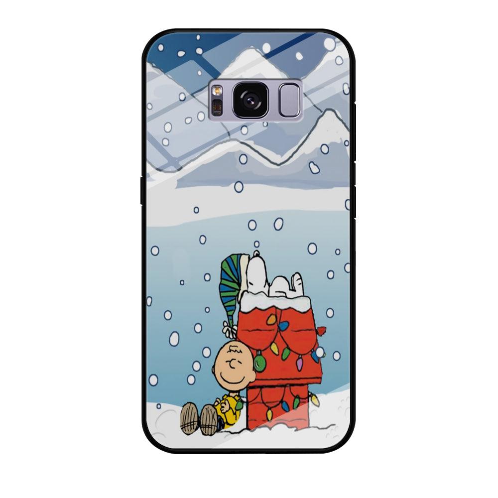 Charlie and Snoopy Sleep on The Snow Samsung Galaxy S8 Case-Tempered Glass Case-Xtracase