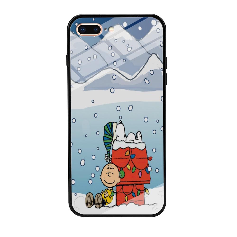 Charlie and Snoopy Sleep on The Snow iPhone 8 Plus Case-Tempered Glass Case-Xtracase