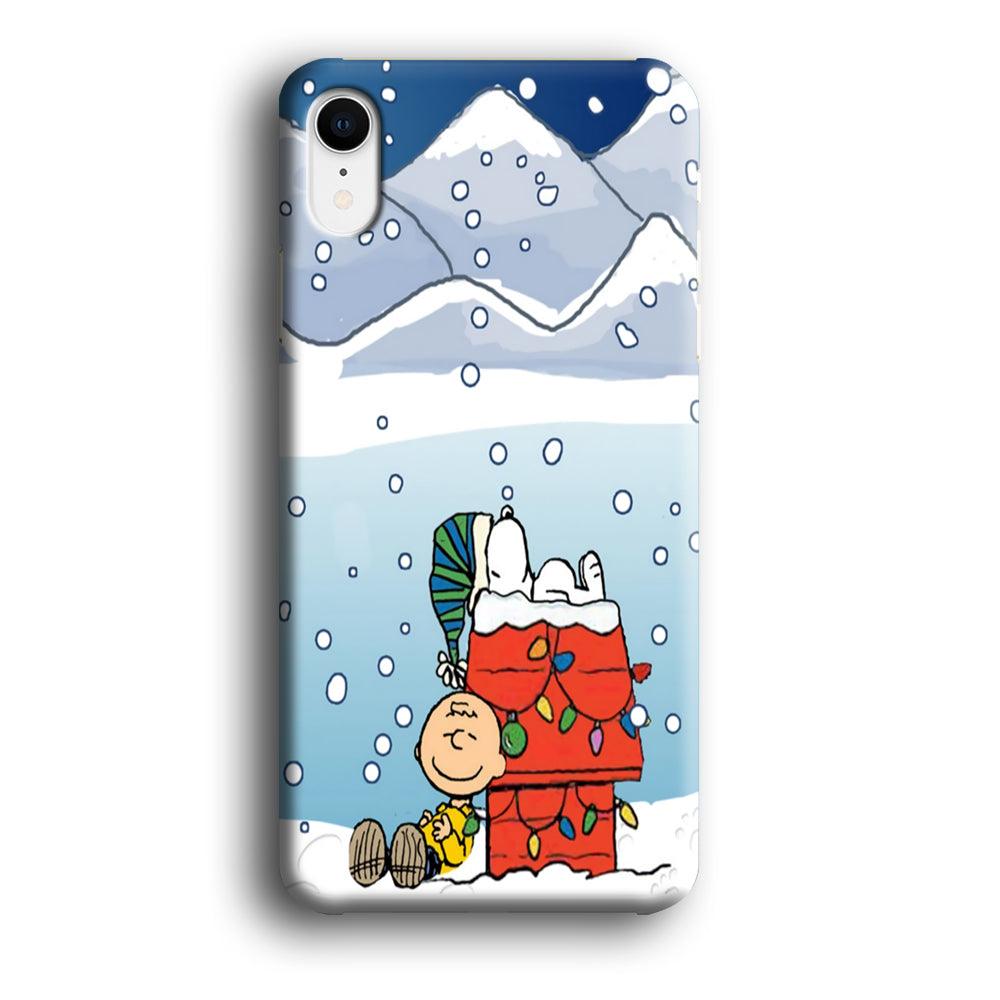 Charlie and Snoopy Sleep on The Snow iPhone XR Case-Plastic / Full Wrap (3D Case)-Xtracase